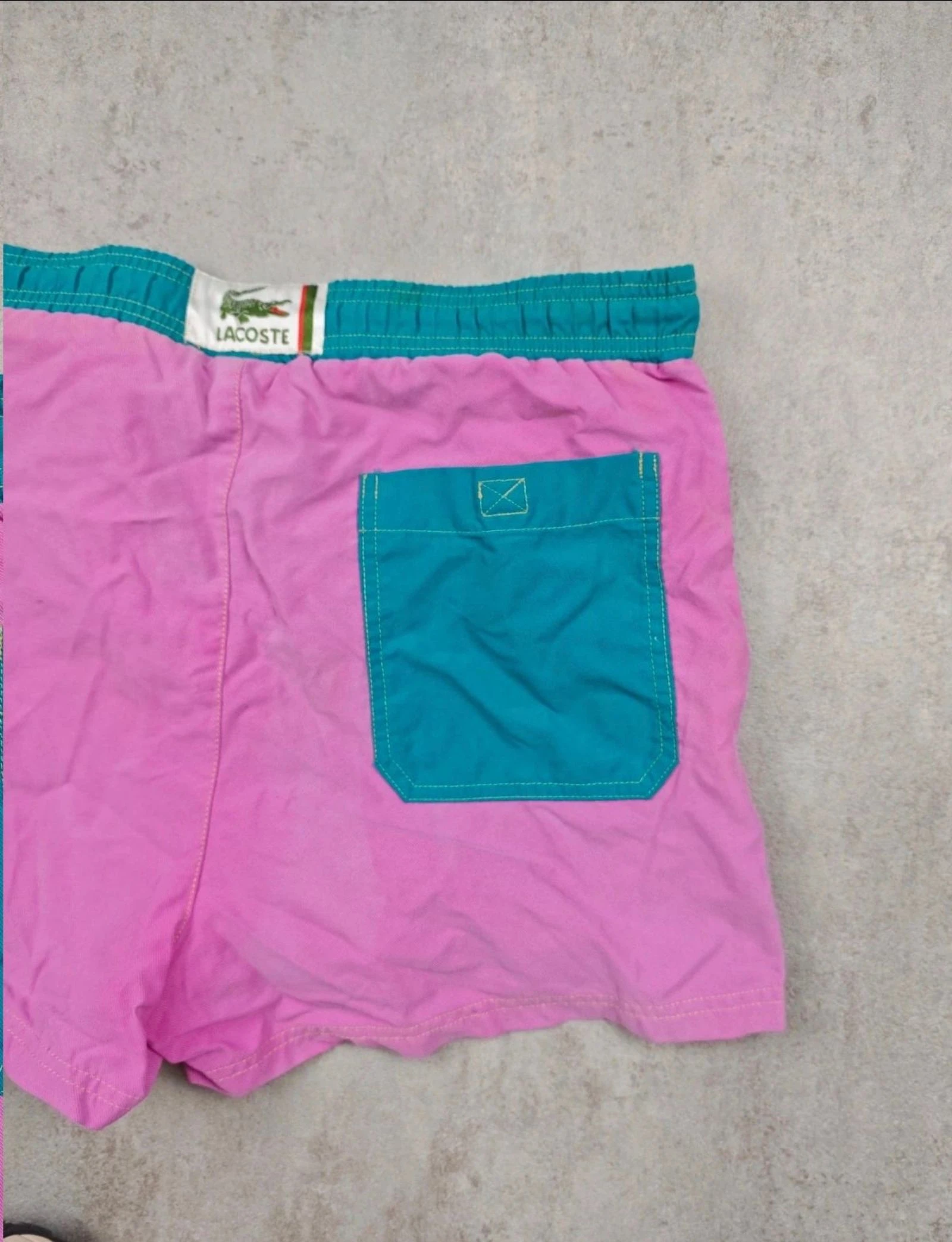 Lacoste Vintage Swim Shorts Colorblock Pink Teal Old Money Preppy Y2K 90s Retro Beachwear  XL – photo 3